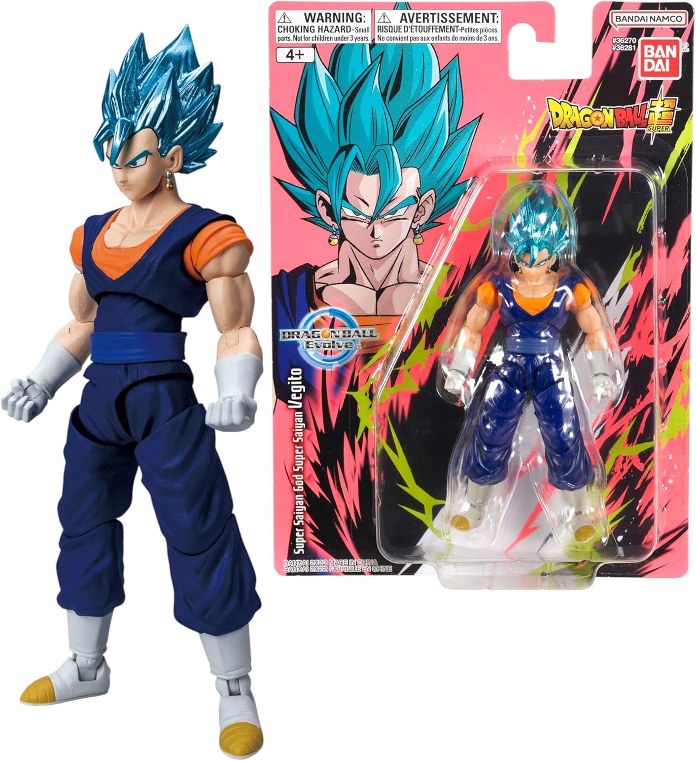 DRAGON BALL Bandai Evolve Figures Super Saiyan God Super Saiyan Vegito Super Saiyan God Super Saiyan Vegito Action Figure 17 cm Articulated Figure Bandai Dragon Stars, 36281, Blue