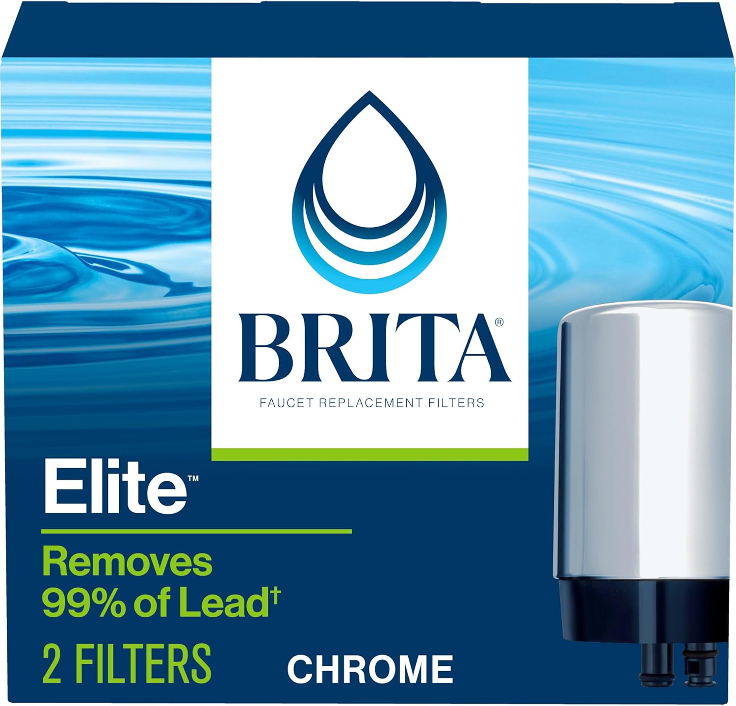 Brita Faucet Water Filter for Sink Water Filtration System, BPA-Free, Reduces 99% of Lead, Replaces 750 Plastic Water Bottles, Lasts Four Months or 100 Gallons, Includes 2 Filters, Chrome