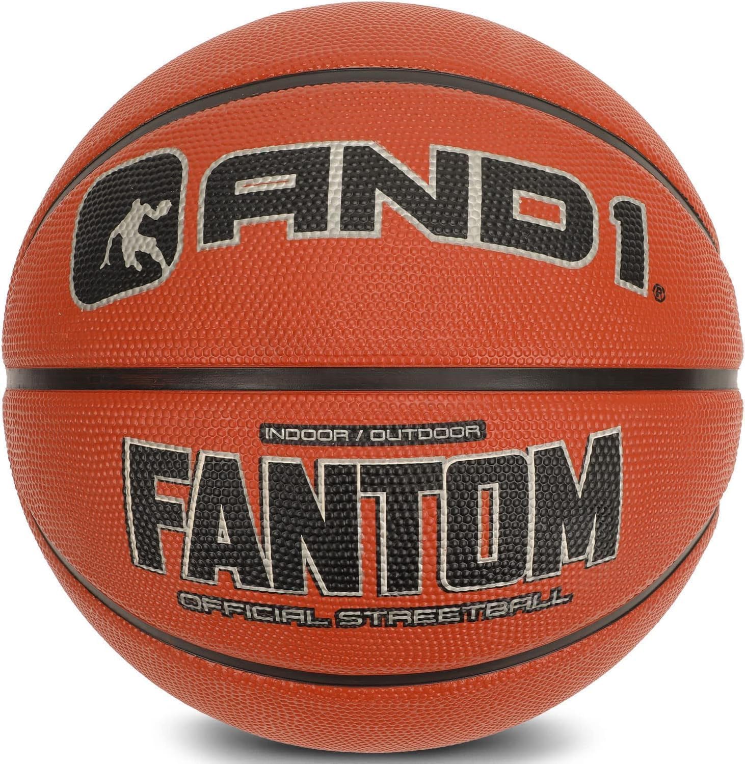 AND1 Fantom Rubber Basketball: Official Regulation Size 7 (29.5 inches) - Deep Channel Construction Streetball, Made for Indoor Outdoor Basketball Games