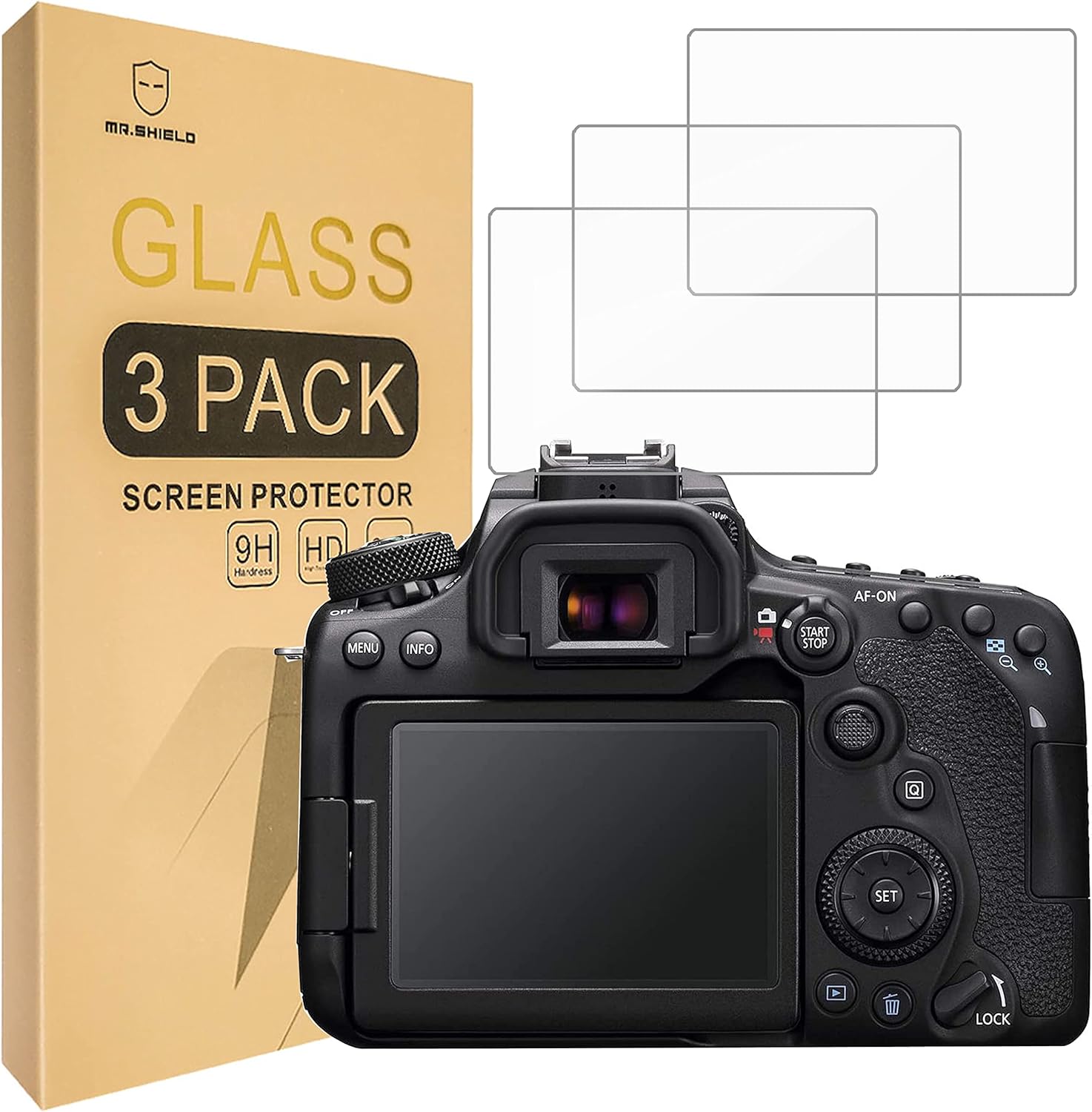 Mr.Shield Screen Protector For Canon EOS 90D 80D 77D 70D Camera [Tempered Glass] [9H Hardness] [3-Pack] Screen Protector