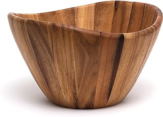 Lipper International Acacia Wave Serving Bowl for Fruits or Salads, Large, 12" Diameter x 7" Height, Single Bowl