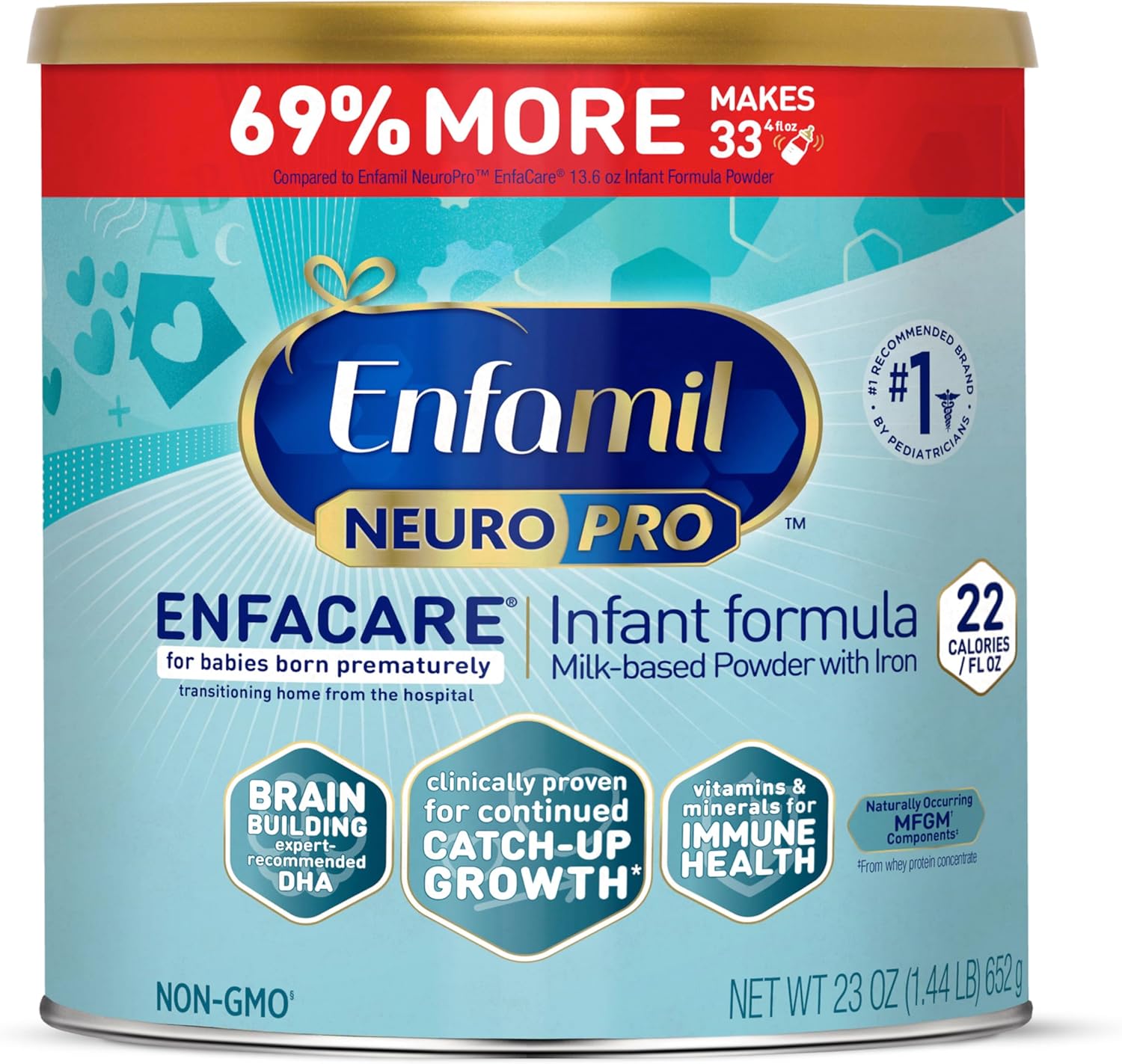 Enfamil NeuroPro EnfaCare High Calorie Premature Baby Formula, Milk-Based with Iron, Brain-Building DHA, Vitamins & Minerals for Immune Support, easy-to-digest proteins, Baby Milk, 23 Oz Can