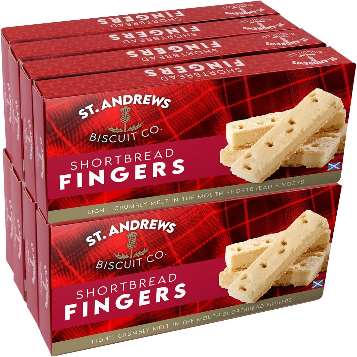 St Andrews Biscuit Co. Shortbread Fingers, 8 x 150g Boxes, Made in Scotland, Traditional Scottish Shortbread Biscuits Gift Box, 8 Pack, Shortbread Fingers