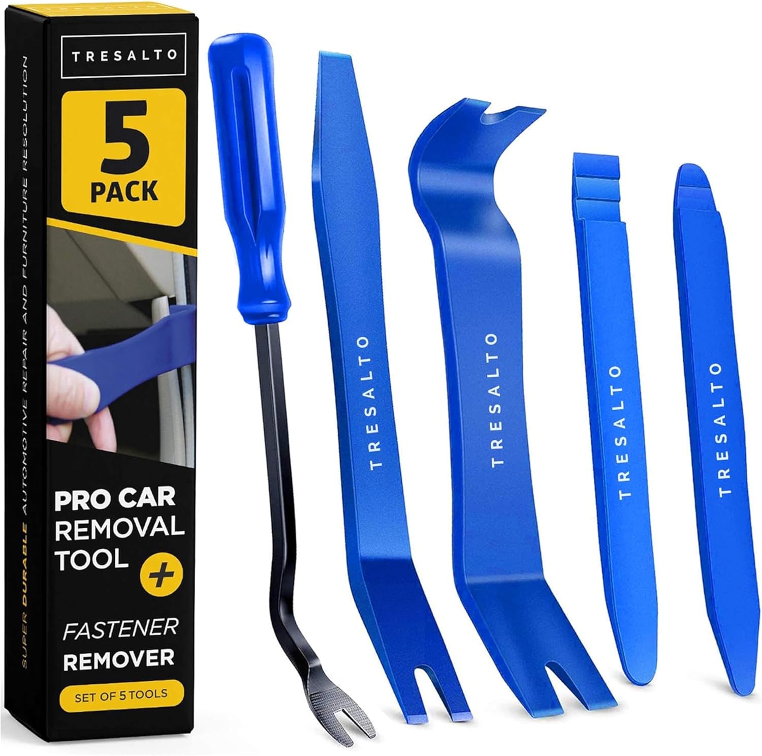Tresalto Auto Trim Removal Tool Set (No Scratch Plastic Pry Tool Kit) Auto Trim Tool Kit Car Tools, Door Panel Removal Tool, Fasteners, Car Clips, Push Rivets, Molding, Dashboards, Interior Trim Tools