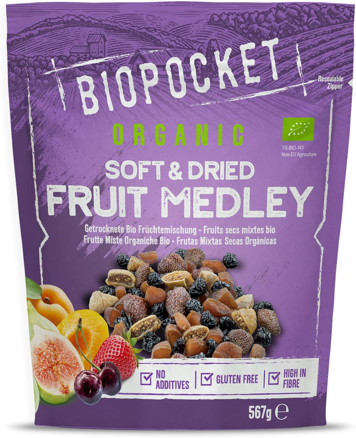 Biopocket Organic Dried Fruit Medley, 567 g