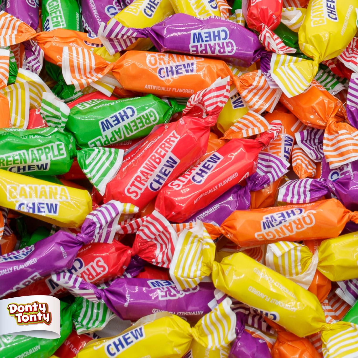 Fruit Chews Candy Bulk 3 lb - Individually Wrapped, Retro Candy in Resealable Bag, 5 Assorted Flavors, Soft & Delicious