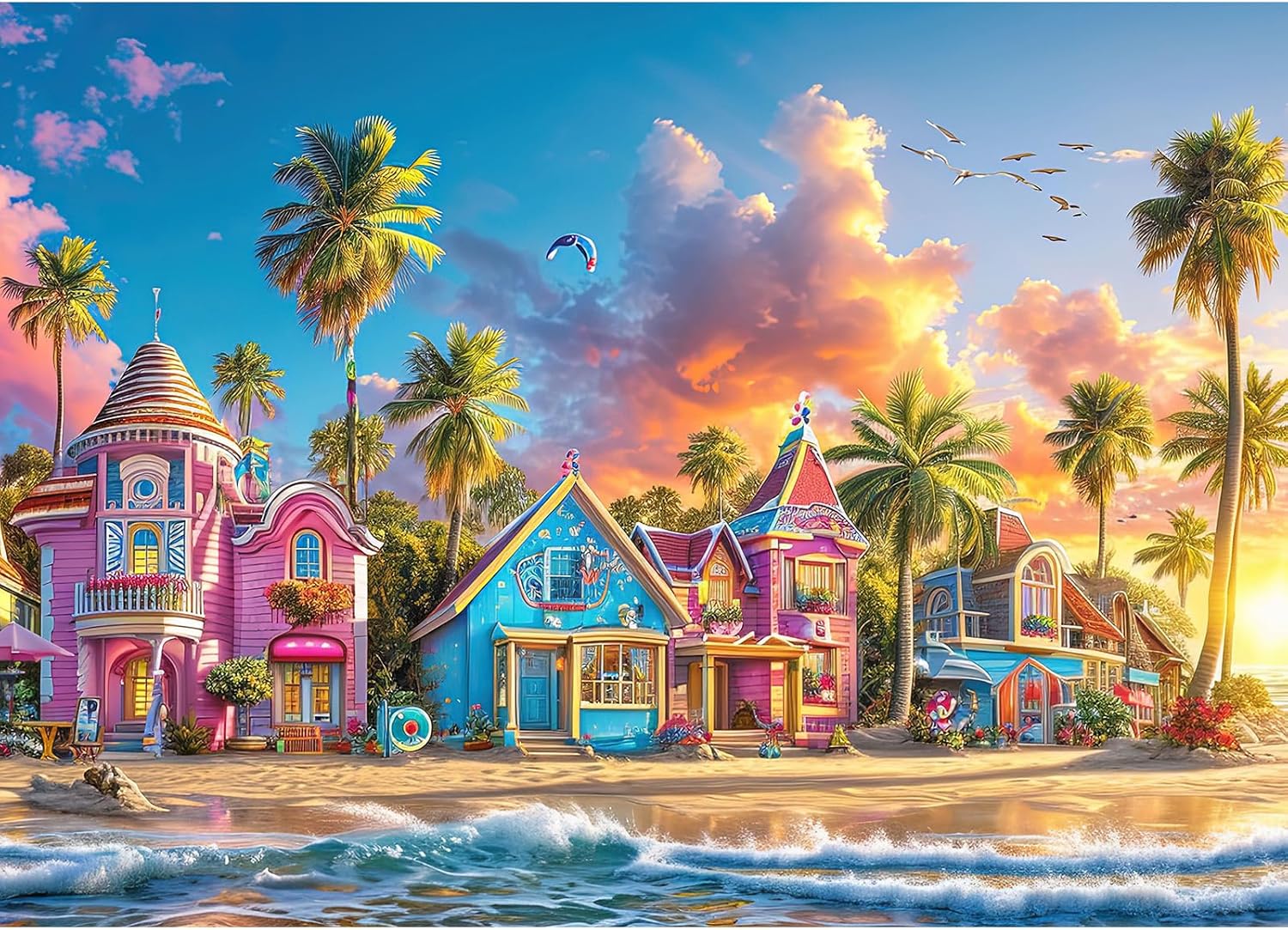 HUADADA Jigsaw Puzzles for Adults 1000 Pieces jigsaw puzzles 1000 Piece for adults Educational Games Home Decoration Puzzles (Colourful Pleasure Coast)