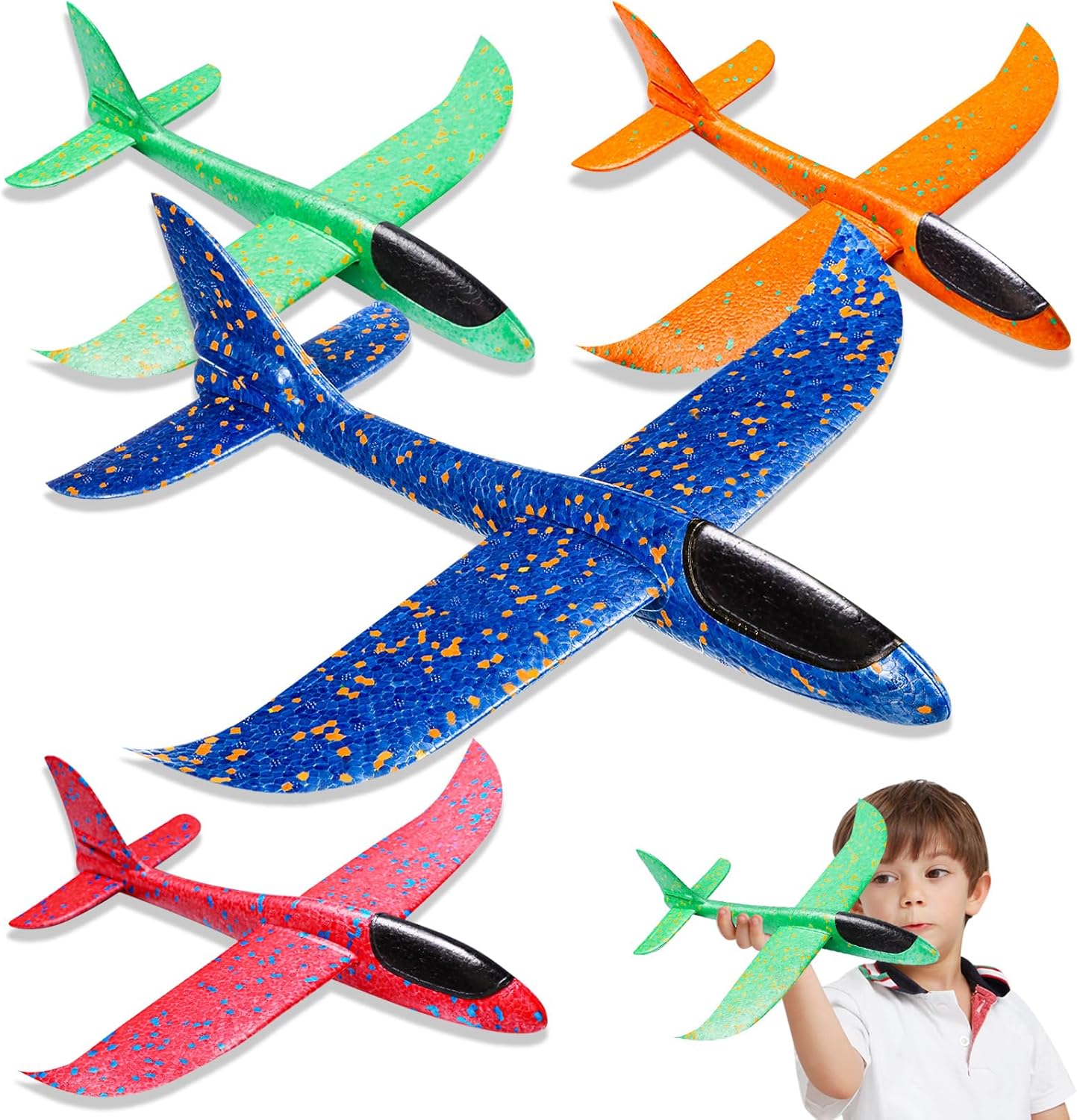Naturas Autheric Foam Airplane Toys, 4PCS Glider Planes for Kids, Aeroplane Toys Polystyrene, Durable Toy Plane Suitable for Family Outdoor Sport