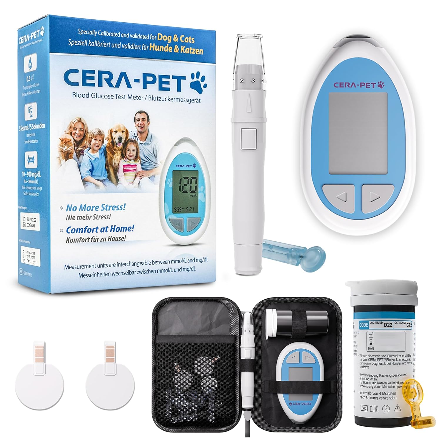CERA-PET VET Blood Glucose Meter for Cats & Dogs - Pet Supplies - Cat & Dog Essentials