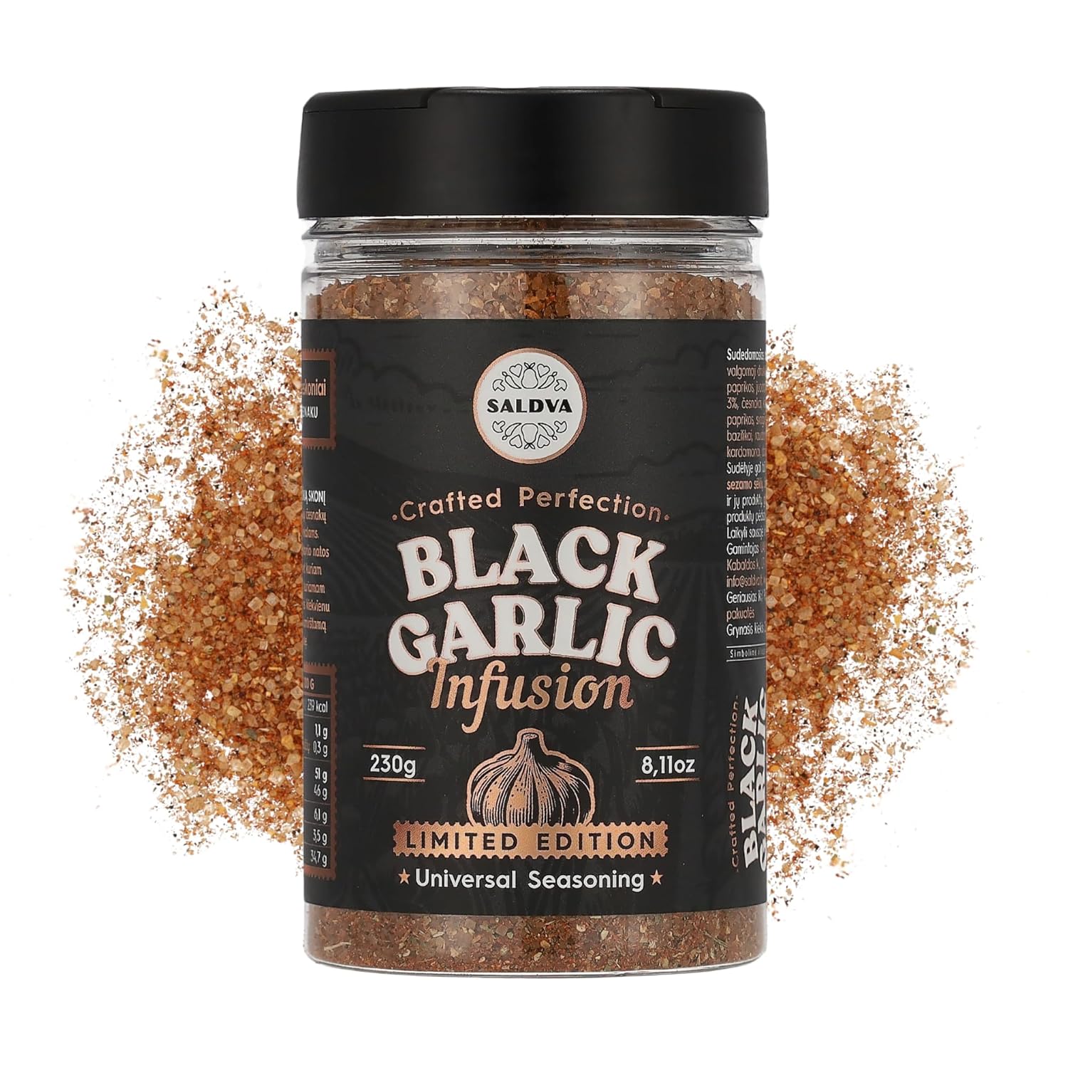 Premium Black Garlic BBQ Rub – Limited Edition Universal Seasoning – Infused with Rich, Umami Flavour – Bold & Smoky Spice Blend – Large Jar (230g)