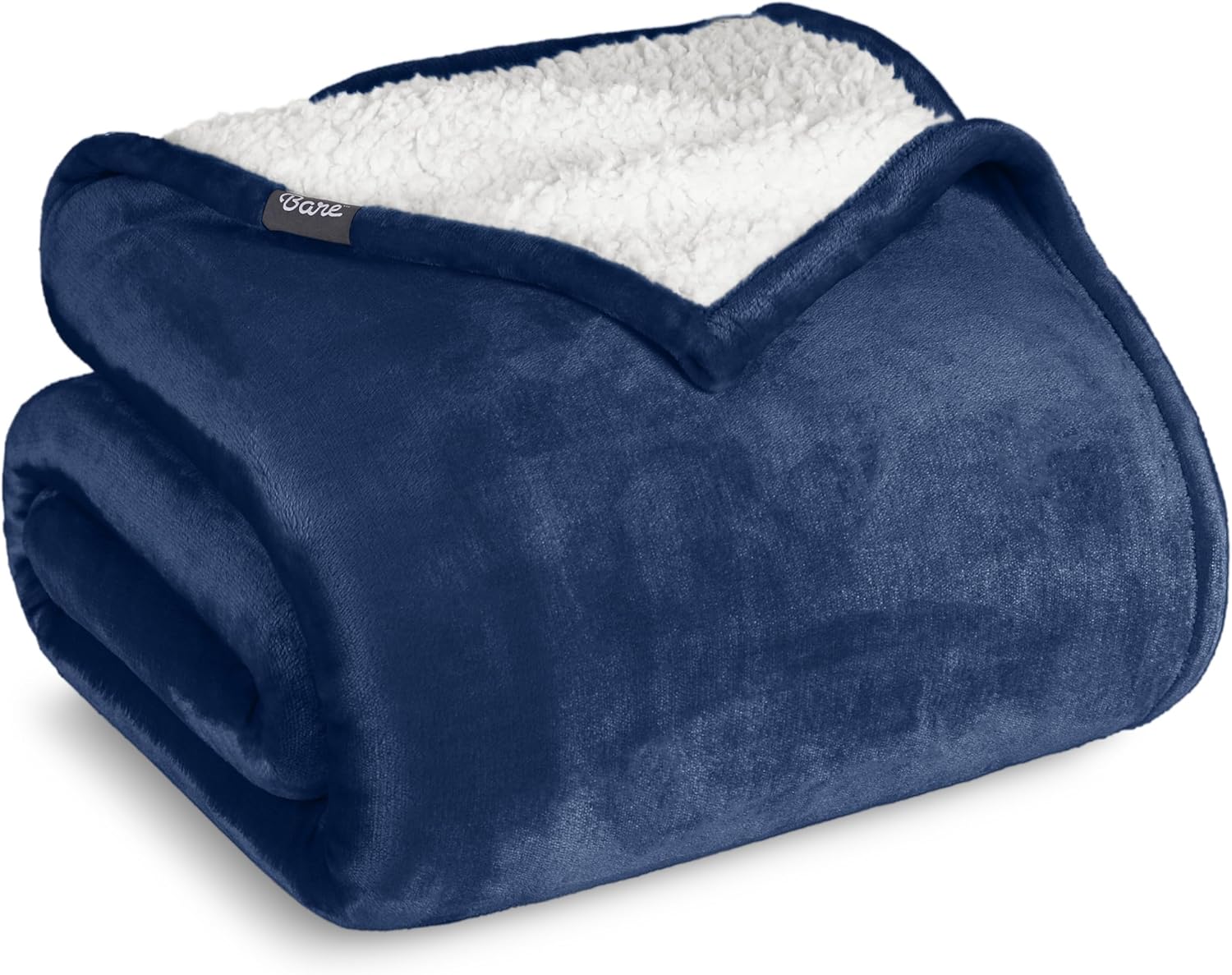 Bare Home Sherpa Fleece Blanket - Twin/Twin Extra Long - Blanket for Bed, Sofa, and Couch - Warm & Lightweight - Fluffy & Soft - Reversible (Twin/Twin XL, Dark Blue)