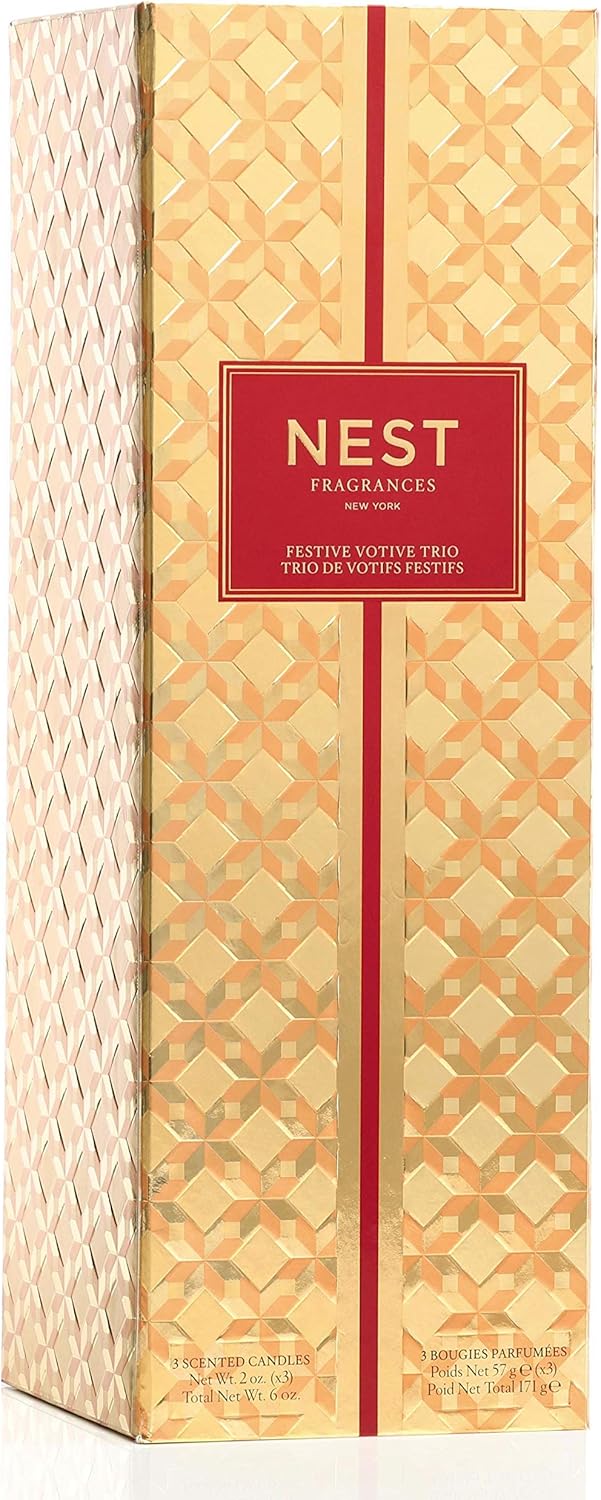 NEST Fragrances Festive Votive Candle Trio- Holiday, Birchwood Pine, Spiced Orange & Clove