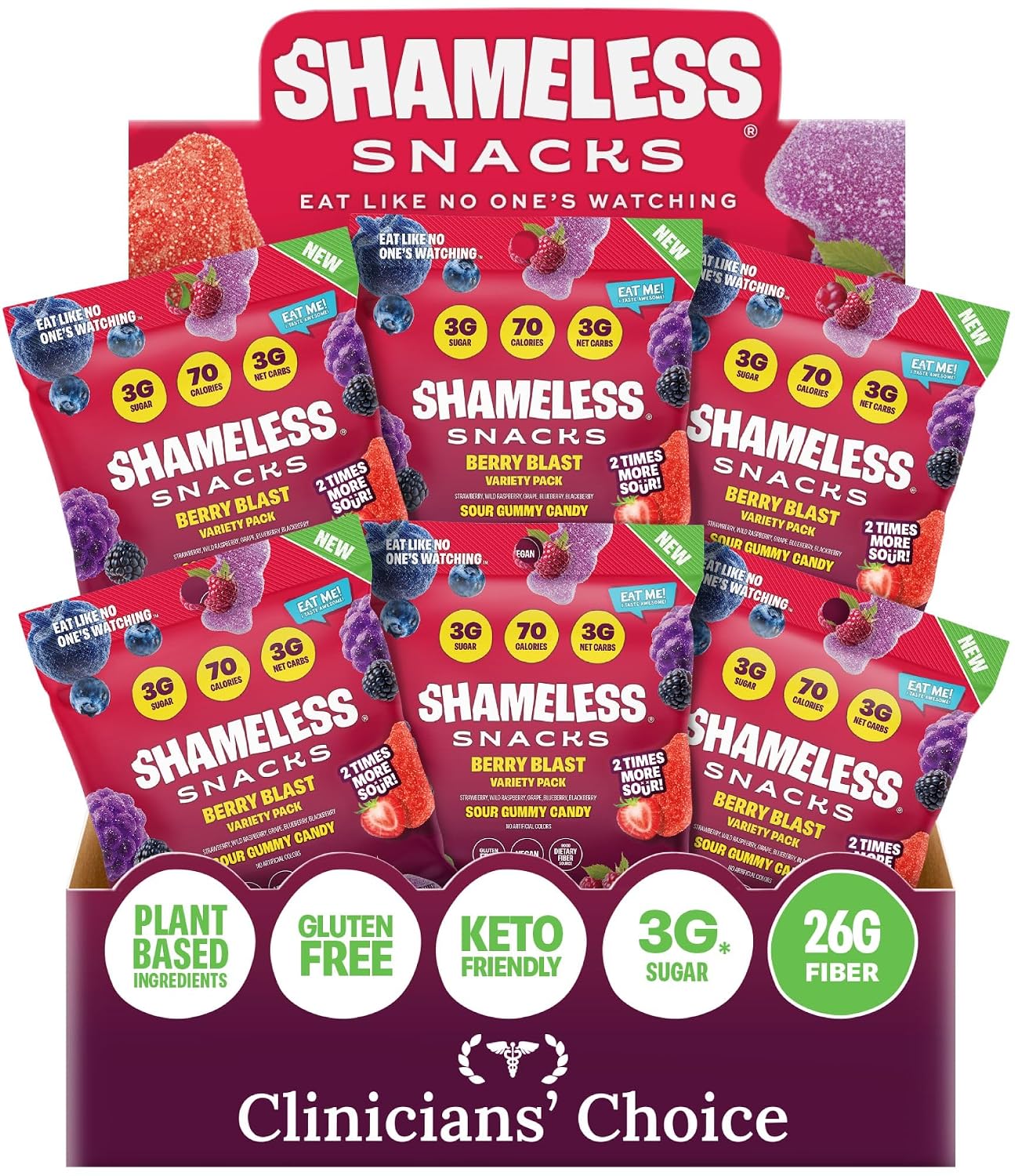 Shameless Snacks Berry Blast Gummy Candy Variety Pack & Fruit Snacks