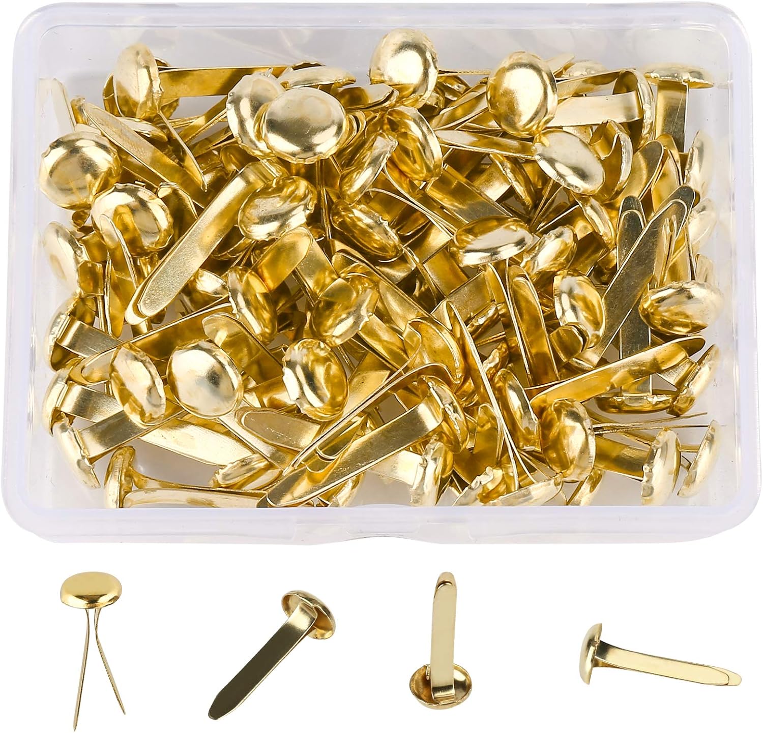 100 PCS Mini Brads, Brass Fasteners 20 x 8mm, Small Metal Brad for Paper Crafts & Scrapbooking DIY, Handmade Cards