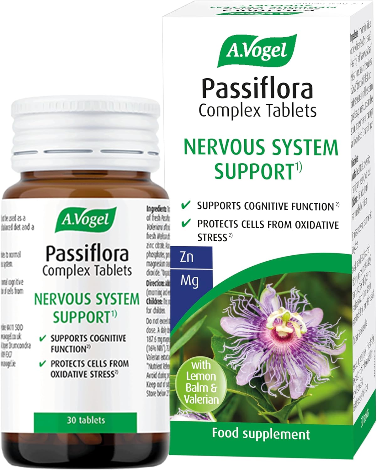 A.Vogel Passiflora Complex 30 Tablets | Supports Relaxation | Extracts of Passion Flower, Lemon Balm, Magnesium for Nervous System & Zinc to Protect Cells from Oxidative Stress