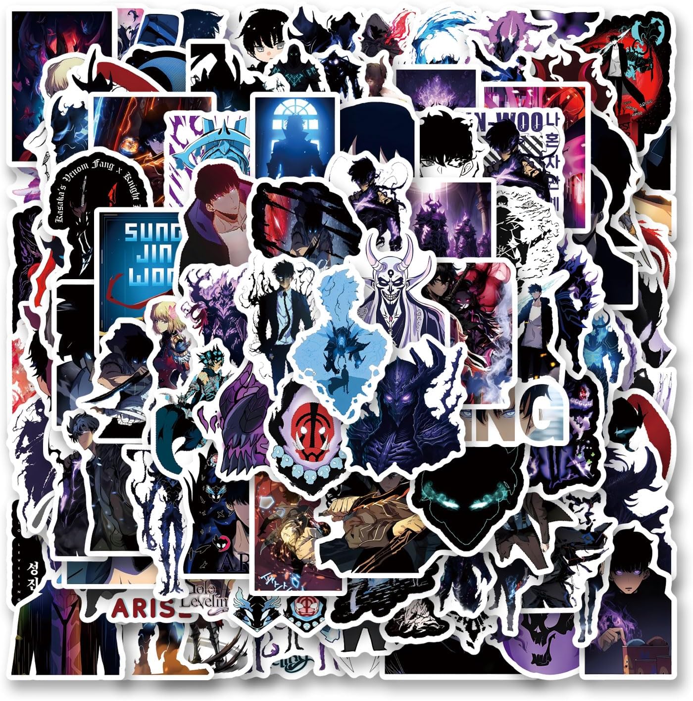 112PCS Solo Leveling Anime Stickers Cartoon Novel Aesthetic Vinyl Sticker for Water Bottle Laptop Phone Scrapbooking Journaling for Adults Teens Kids for Party Supply Favor Decor