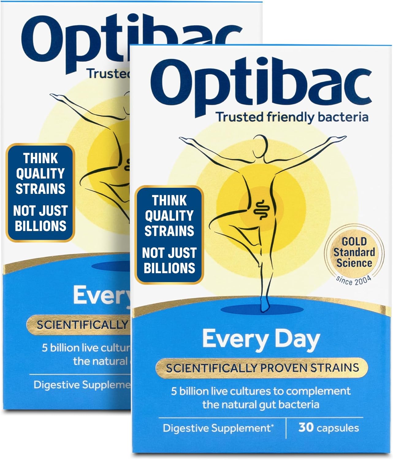 Optibac Probiotics Every Day - Digestive Probiotic Supplement with 5 Billion Bacterial Cultures & FOS Fibres - 60 Capsules