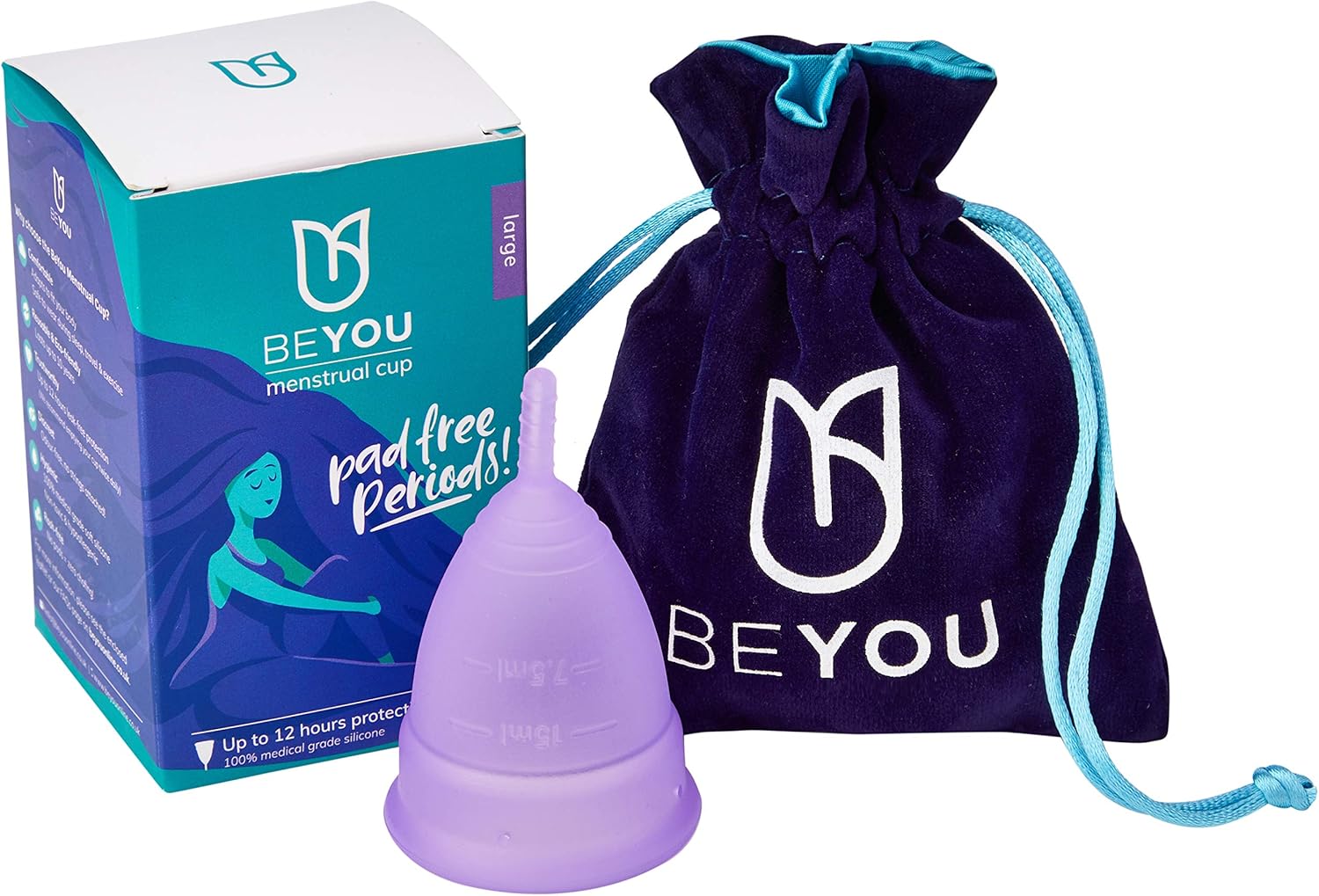 BeYou Menstrual Cup | Women’s Health Top 10 | Voted Best for Beginners | Soft Menstrual Cup | Comfortable | Medical Grade Silicone | Large