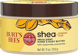 Burt's Bees Shea + Tropical Fruit Indulgent Hand + Body Butter, Non-Greasy, Stocking Stuffers with Antioxidant & Vitamin Rich Formula, Non-Irritating, Natural Origin Skin Care Christmas Gifts, 11 oz.