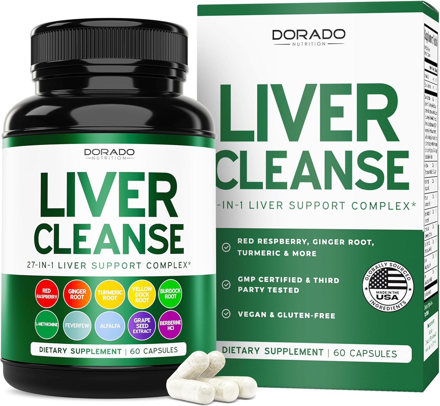Liver Cleanse Detox & Repair (27 in 1 Formula - Milk Thistle, Dandelion Root, Turmeric, Artichoke Extract & More) - Detox Cleanse Supplement, Liver Support for Adults, Vegan - 60 Capsules