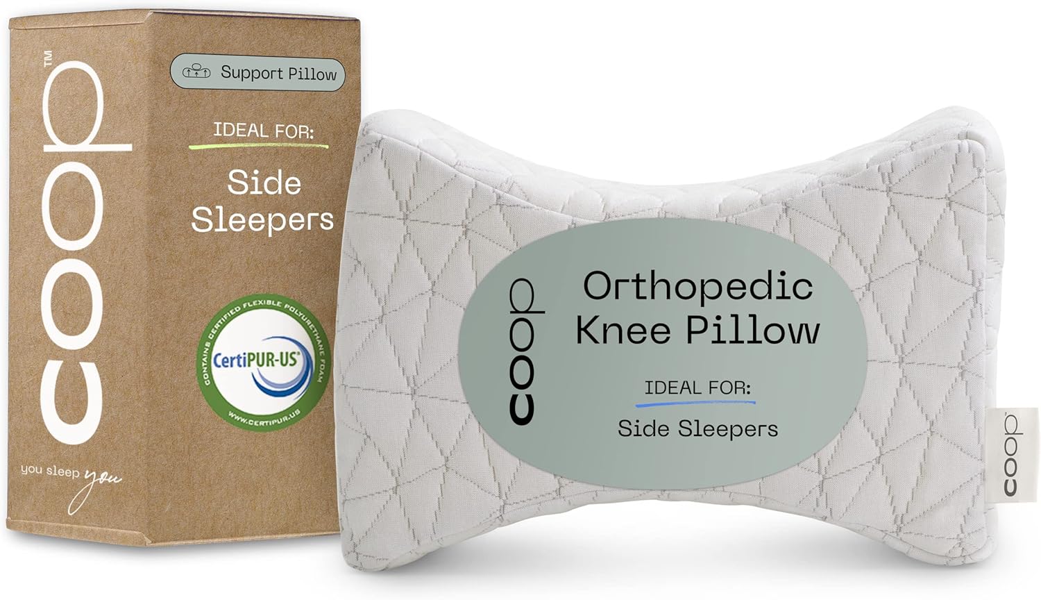 Coop Home Goods Leg Support & Knee Pillow for Side Sleeper, Adjustable Soft Orthopedic Leg Pillow for Sleeping, Pregnancy, Sciatica, Back, Hip and Joint Support with Washable Cover