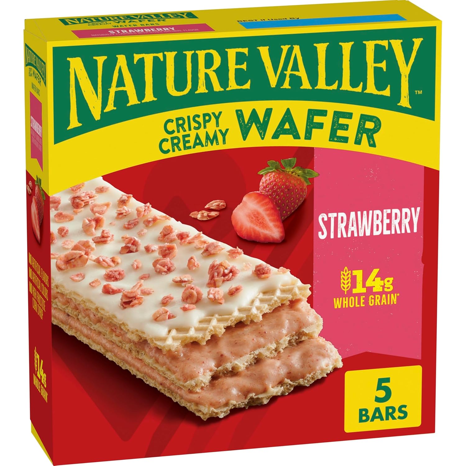 Nature Valley Creamy Wafer Bars, Strawberry, Whole Grain, 5 ct, 6.5 oz
