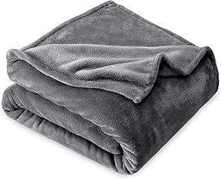 Bare Home Fleece Blanket - Full/Queen Blanket - Grey - Lightweight Blanket for Bed, Sofa, Couch, Movie Night, Camping, and Travel - Microplush - Ultra Soft Warm Blanket (Full/Queen, Grey)