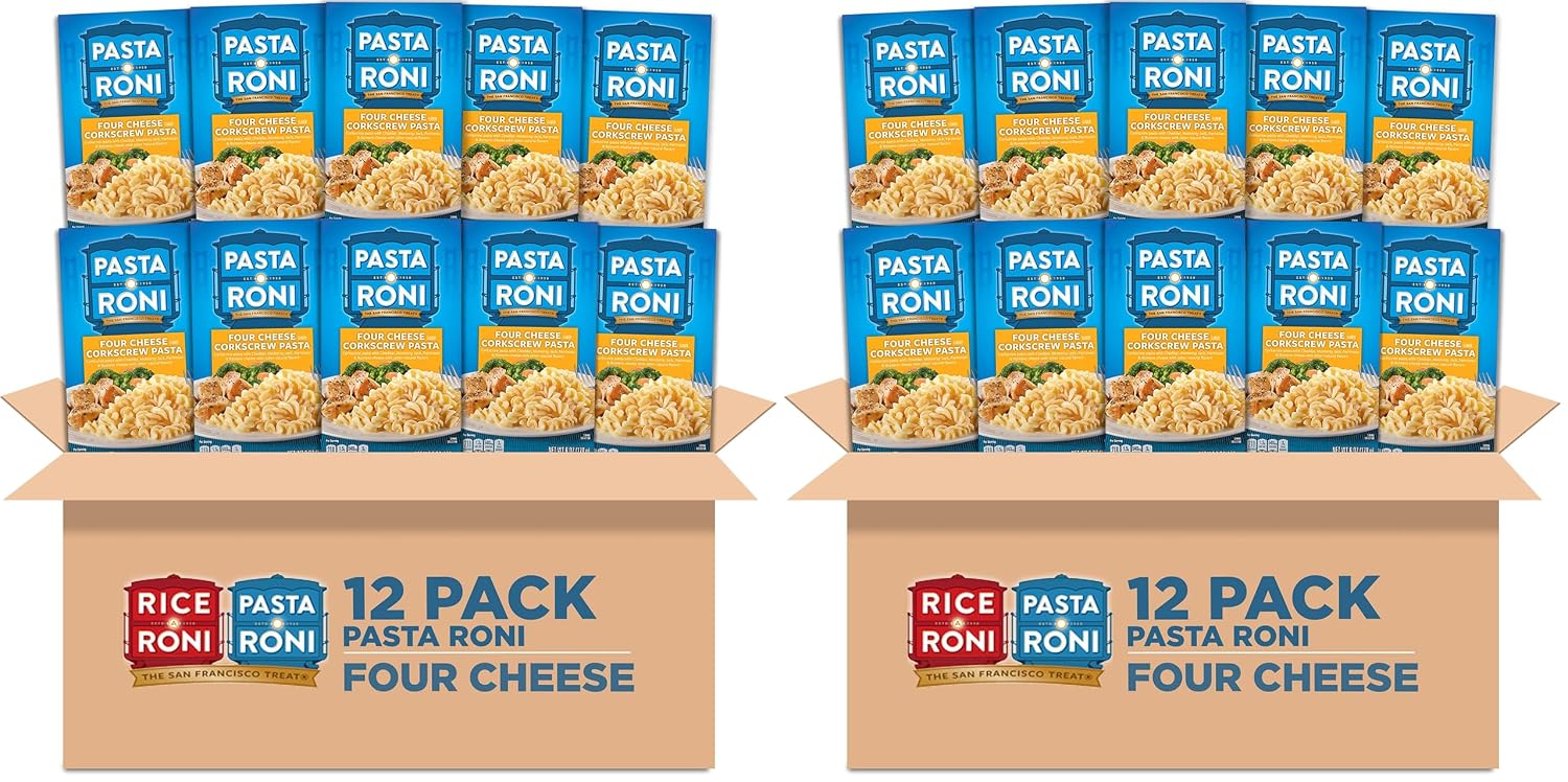 Pasta Roni, Four Cheese Corkscrew Pasta, 6oz Boxes (24 Pack)