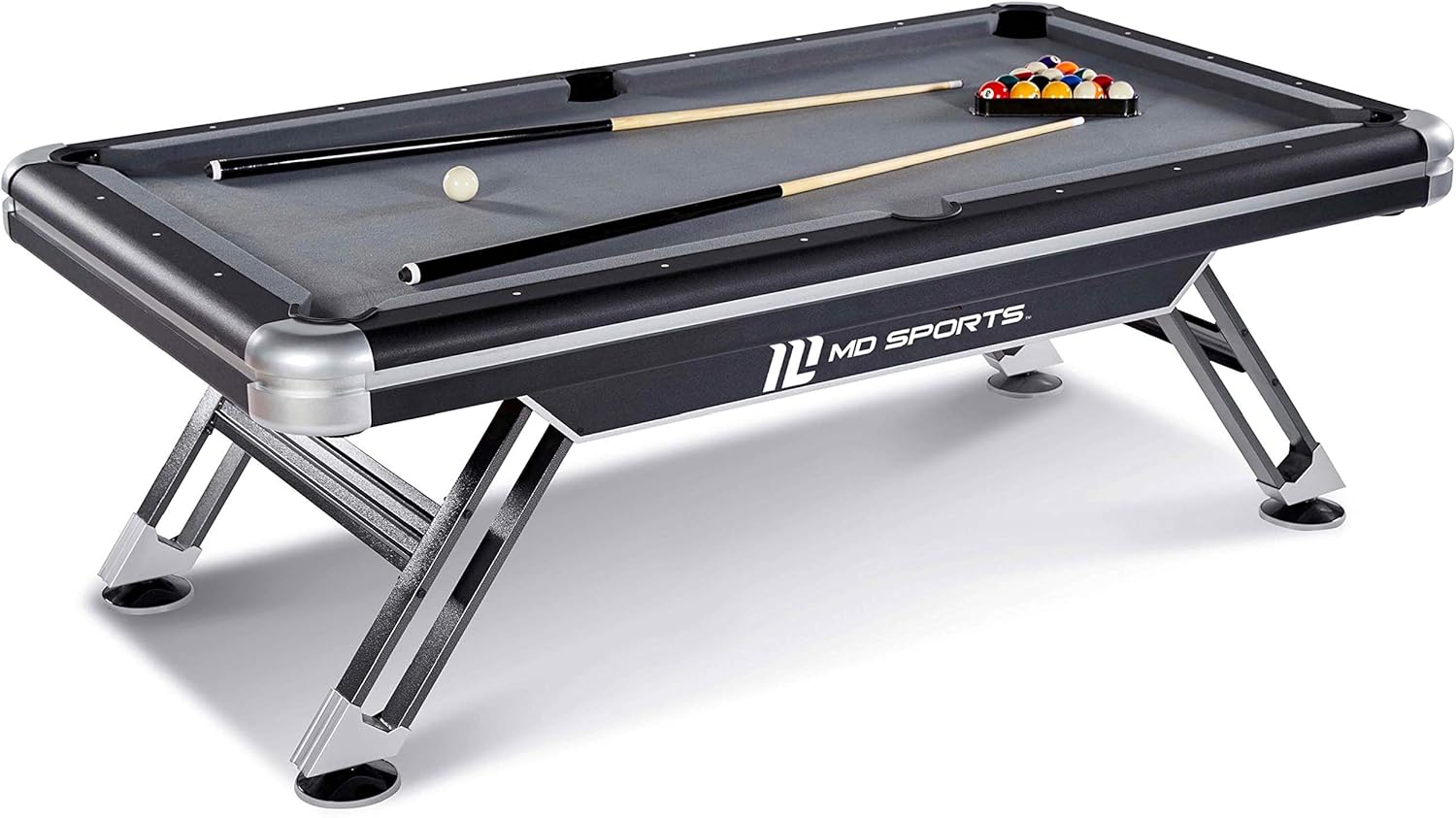 MD Sports 7.5' Titan Pool Table, Drop Pocket Billiard Table, Durable Steel Legs with Pool Ball and Cue Stick Set, Perfect for Family Game Rooms
