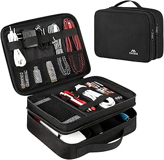 MATEIN Electronics Organizer Travel Case, Water Resistant Cable Organizer Bag for Travel Essentials, Tech Gifts for Men, Storage Bag as Accessories for Phone, Cord, iPad, Black