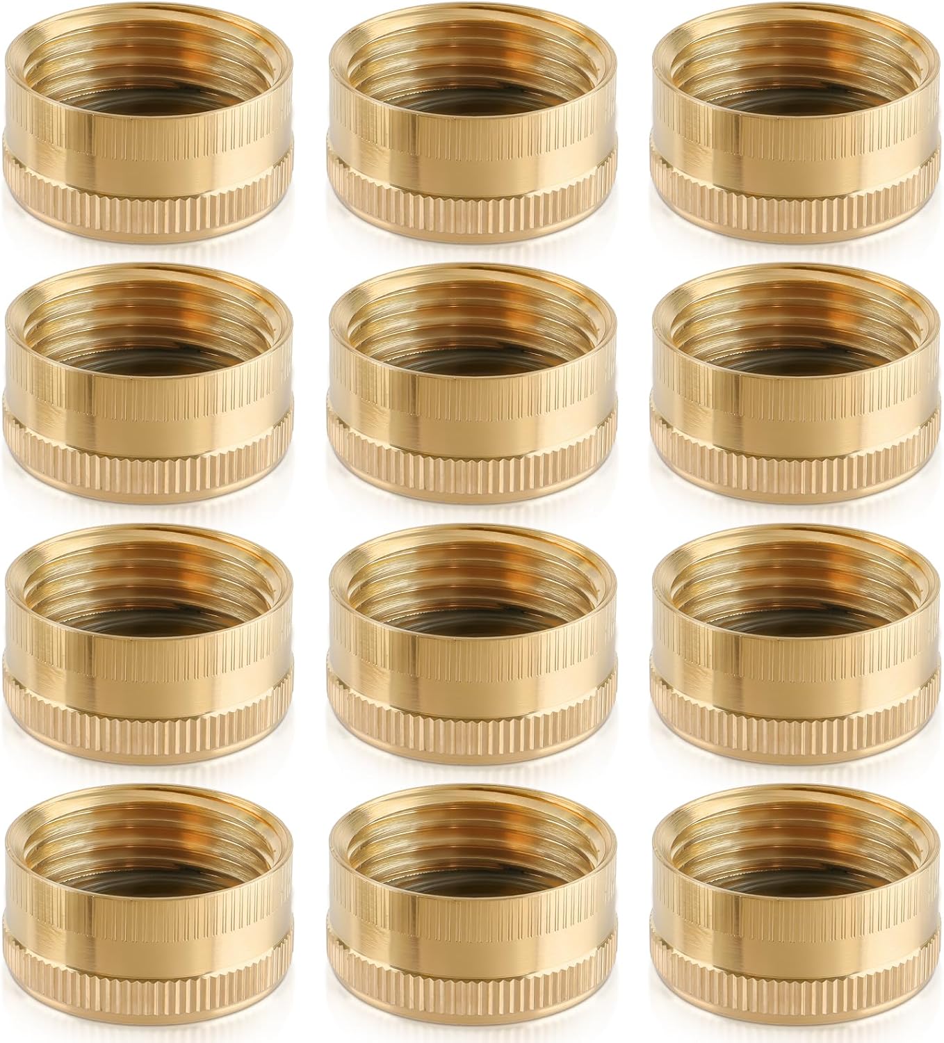 12PCS 3/4" Garden Hose Cap Garden Hose Connector Brass Cap with Washer Female Fitting Cap