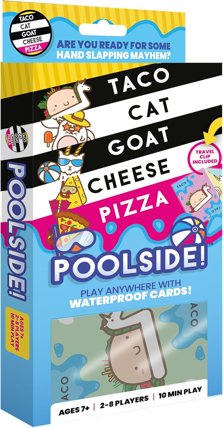 Taco Cat Goat Cheese Pizza Pool Edition Wildly Entertaining Waterproof Card Game for Outdoor Game Days | Easy to Play with 10 Minute Rounds | Fun for Kids, Teens, Adults, and Families | 2-8 Players