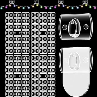 Jetec 200 Pieces Command Mini Light Clips Clear Traceless Clips Christmas Wall Hanging Clips Decorating Hook Clips with Adhesive Dots for Christmas Home Indoor Outdoor Party Decoration Supplies
