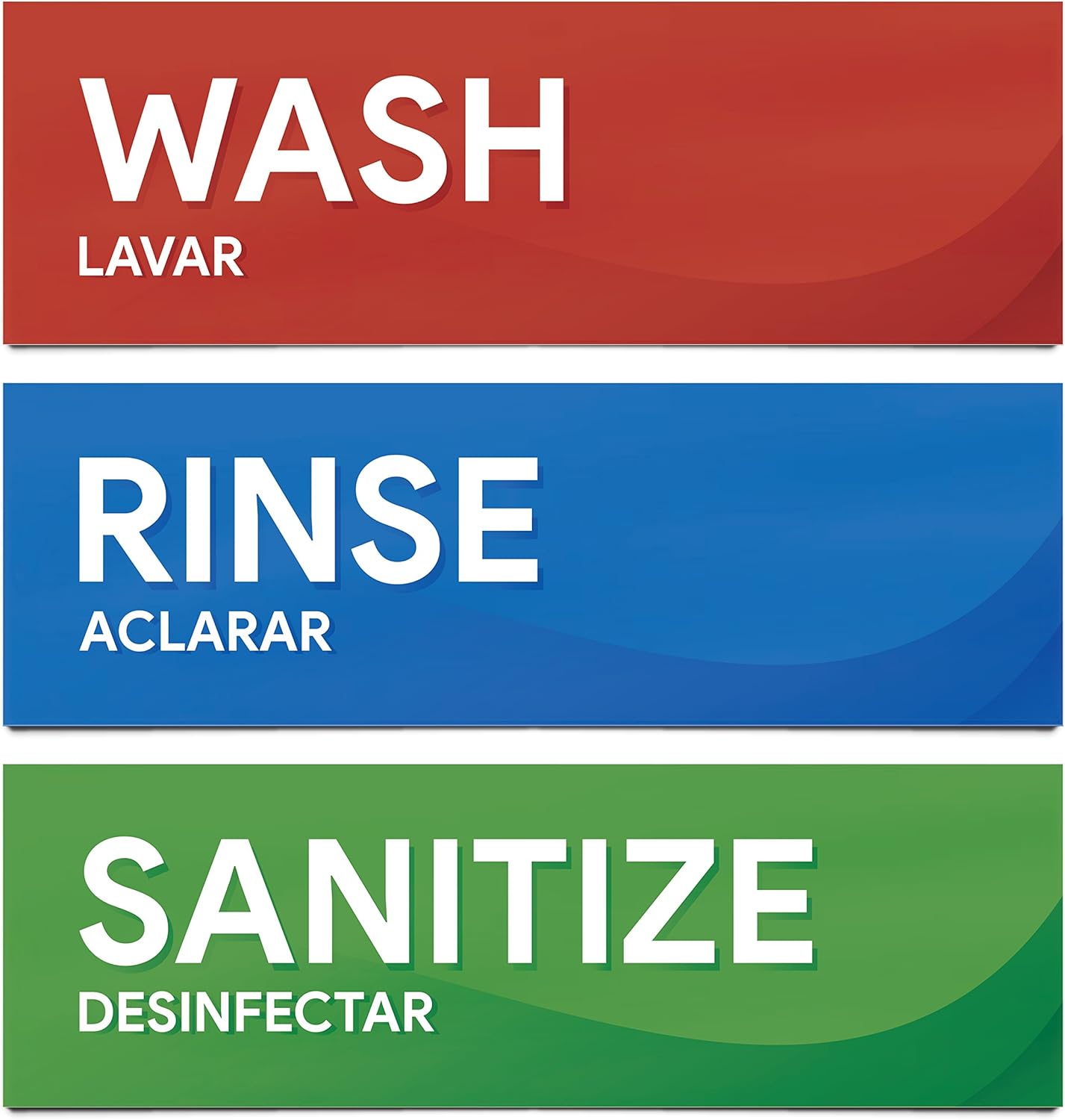 Wash Rinse Sanitize Sink Labels | 3 Compartment Sink Sticker Signs for Food Truck, Restaurant, and Kitchen Food Safety