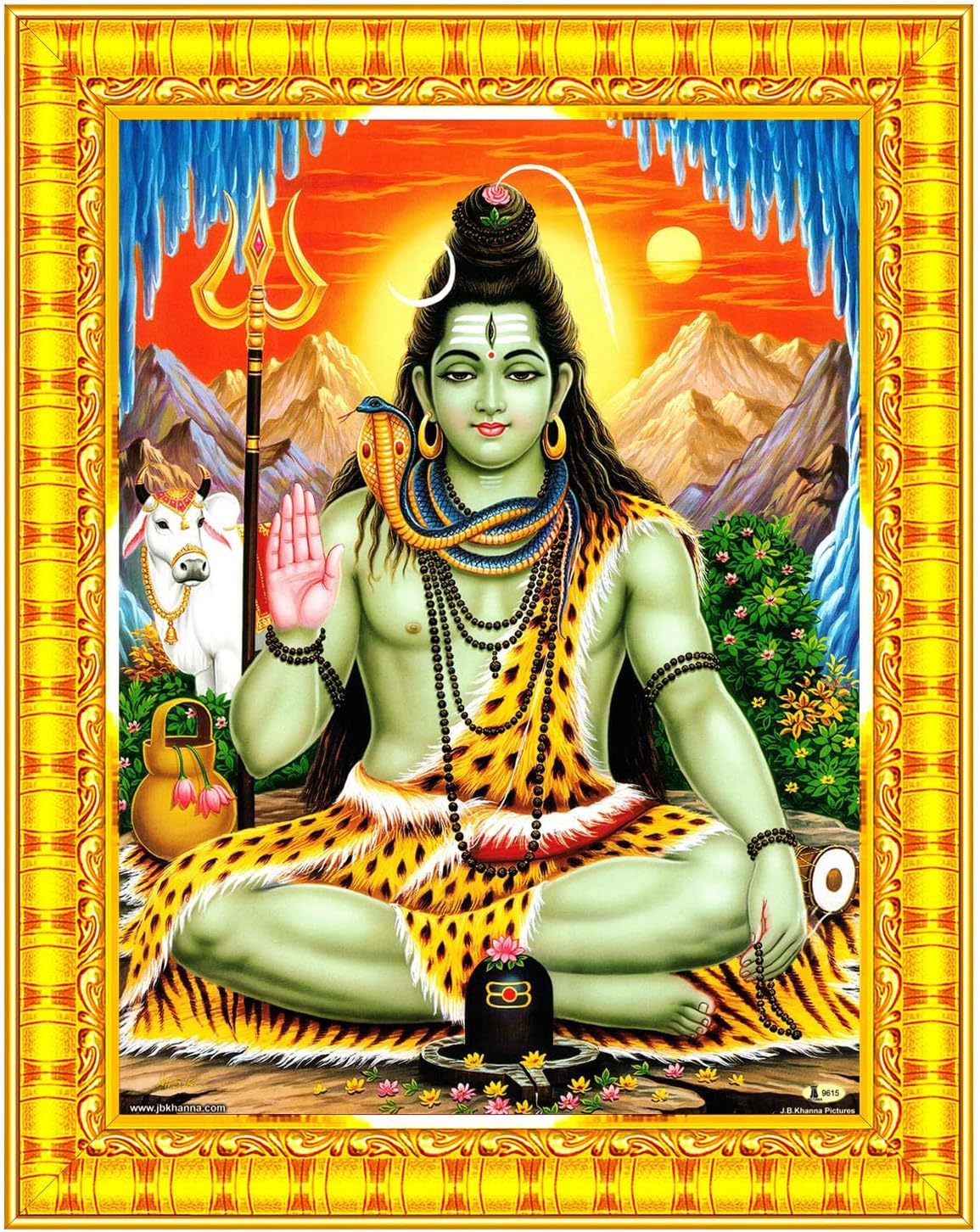 Pavan Photo Laminations Lord Shiva Shiv Bholenath Mahadev Ji Siva Wall Painting Framed Home Decor (Wood,Matte,Gold,Big Size,10 x 12 Inch) R99M