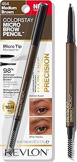 Revlon ColorStay Micro Eyebrow Pencil with Built In Spoolie Brush, Infused with Argan and Marula Oil, Waterproof, Smudgeproof, 454 Medium Brown (Pack of 1)