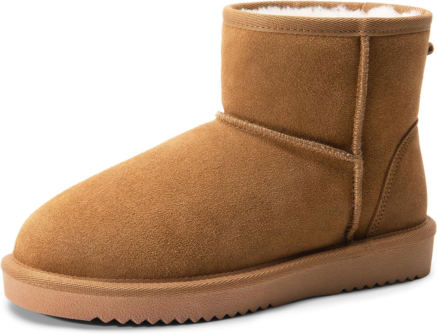 DREAM PAIRS Snow Boots for Women Genuine Suede Faux Fur Lining Classic Water Resistant Anti-Slip Warm Winter Booties Slip On Memory Foam Comfort Short Ankle Boots FuzzyClassic Ⅱ Low Boots