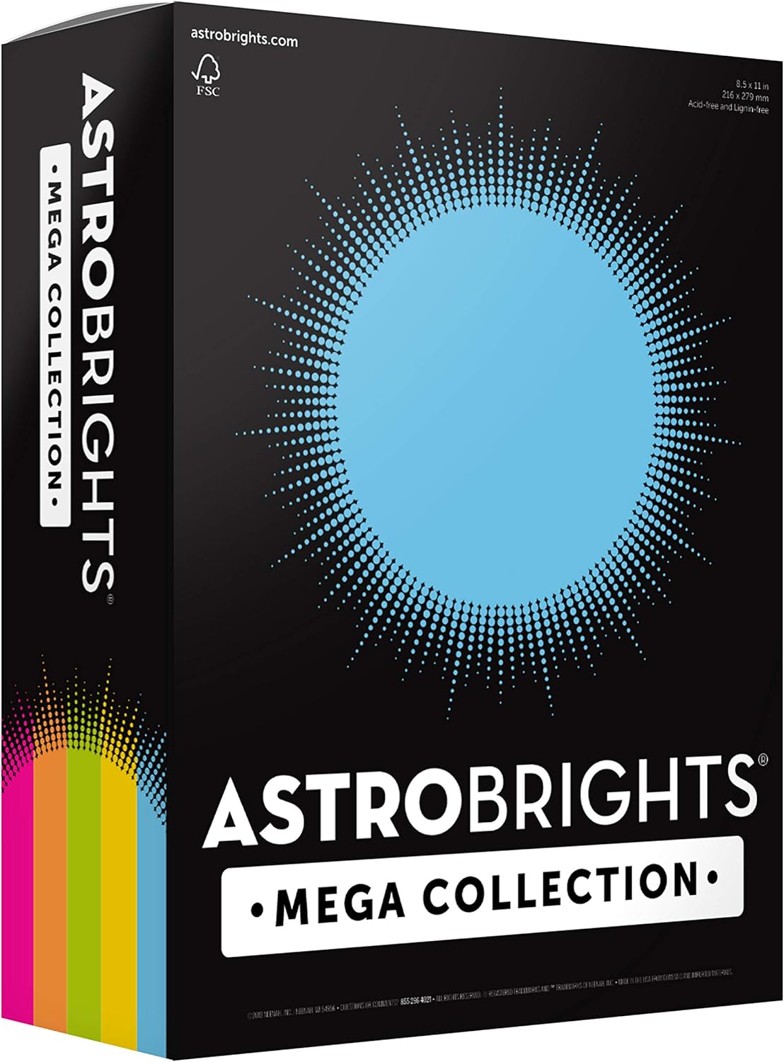 Astrobrights Mega Collection, Colored Cardstock,"Brilliant" 5-Color Assortment, 320 Sheets, 65 lb/176 gsm, 8.5" x 11" - MORE SHEETS! (91687), Assorted