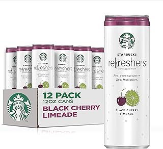 Starbucks, Refreshers with Coconut Water, Black Cherry Limeade, 12 fl oz. cans (12 Pack)
