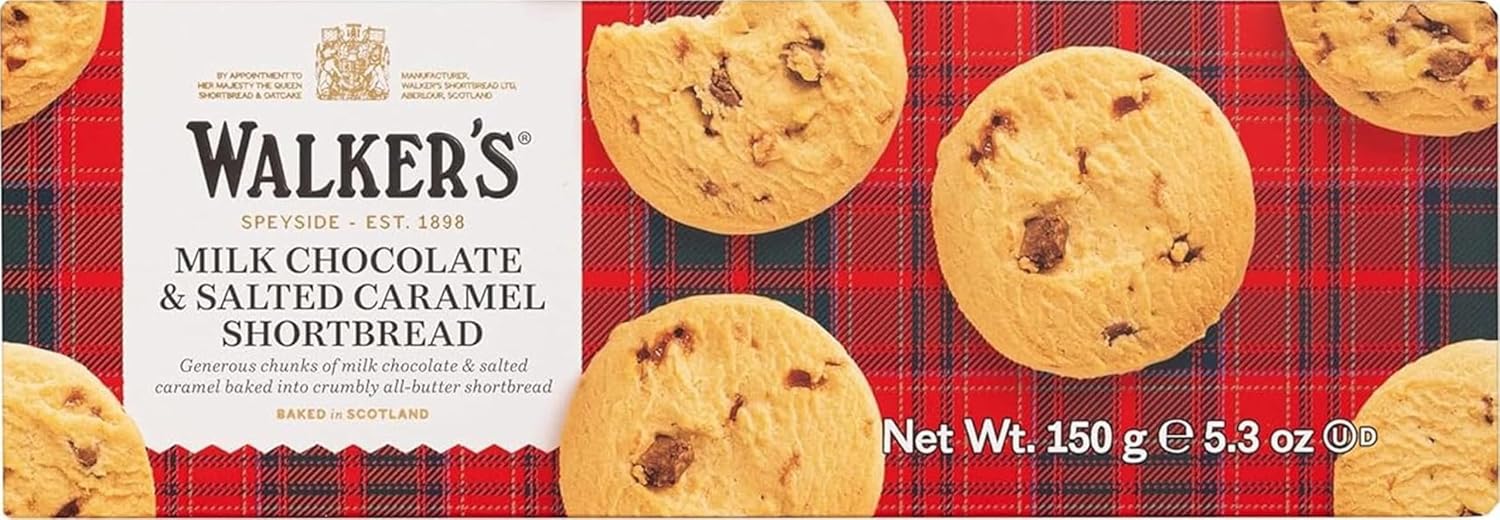 Walker's Shortbread Salted Caramel & Milk Chocolate Chunk Cookies, Pure Butter Shortbread Cookies, 5.3 Ounces