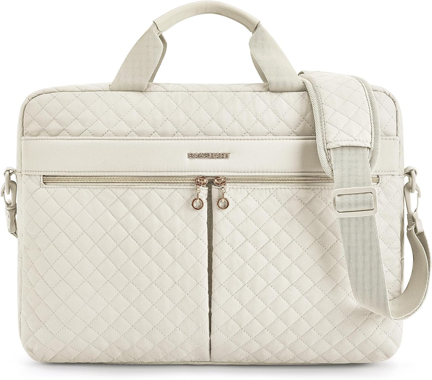 BAGSMART 17.3/15.6 Inch Laptop Bag, Briefcase for Women Computer Messenger Bag Office Travel Business, Beige