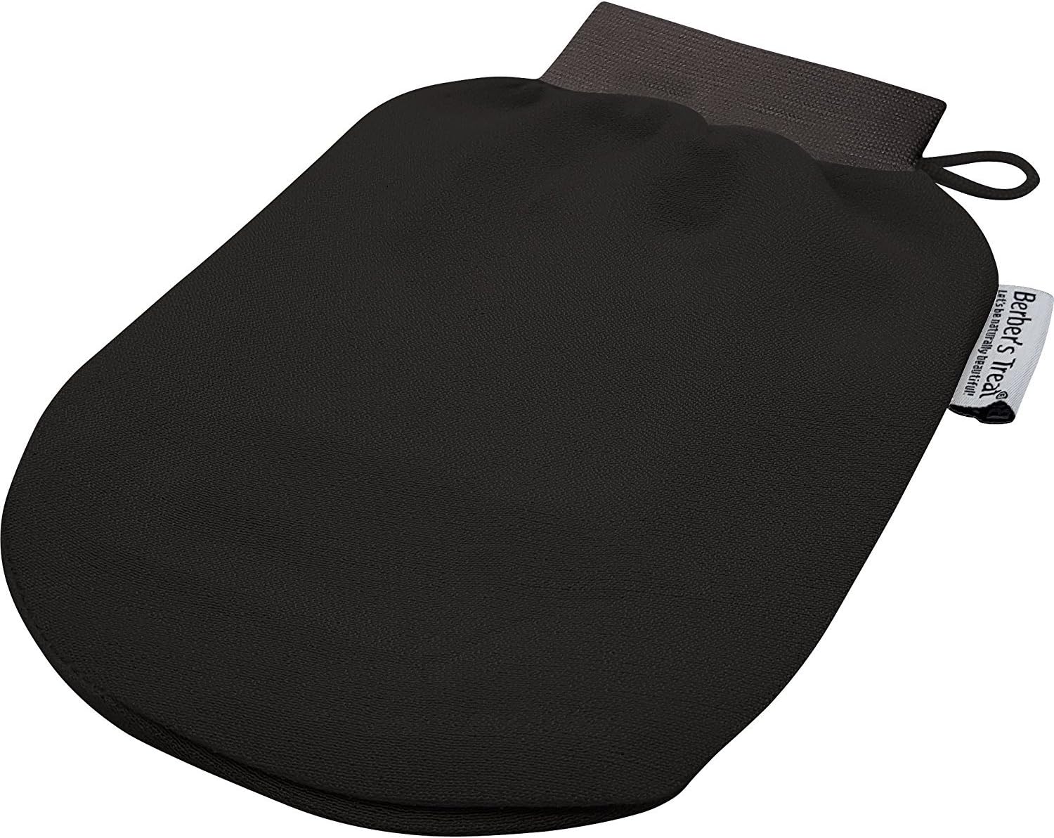 Berber's Treat Kessa Exfoliating Glove - Scrub and Remove Dead Skin Cells, Ingrown Hair Treatment, Tan Remover Mitt (Black)