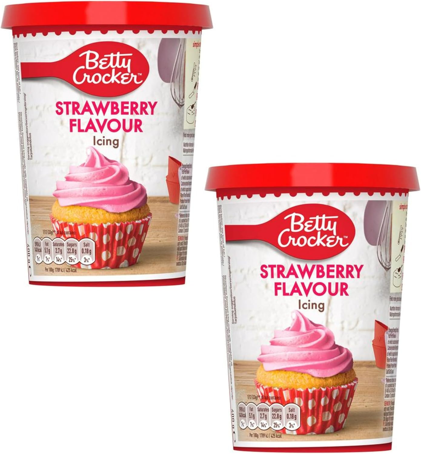 Strawberry Flavour Icing 2X400g - Smooth & Creamy Frosting for Cake Decorating, Cupcakes, Cookies & Desserts,Piping Icing for Baking & Pastry Decoration,Ideal for Home Bakers & Professionals