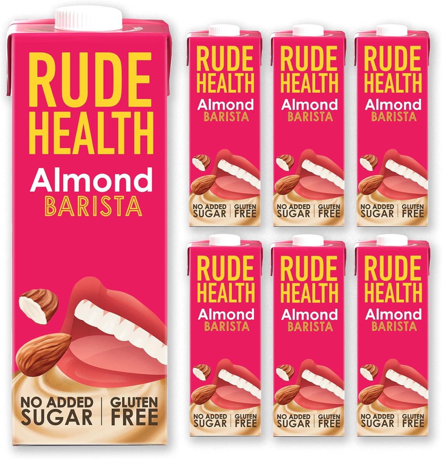 Rude Health 6 x 1 Litre Almond Barista Drink, Dairy Free, 100% Natural Drink, No Added Sugar, Healthy & Vegan Milk, Lactose Free Milk, No Additives, Gluten Free, Recyclable Packaging