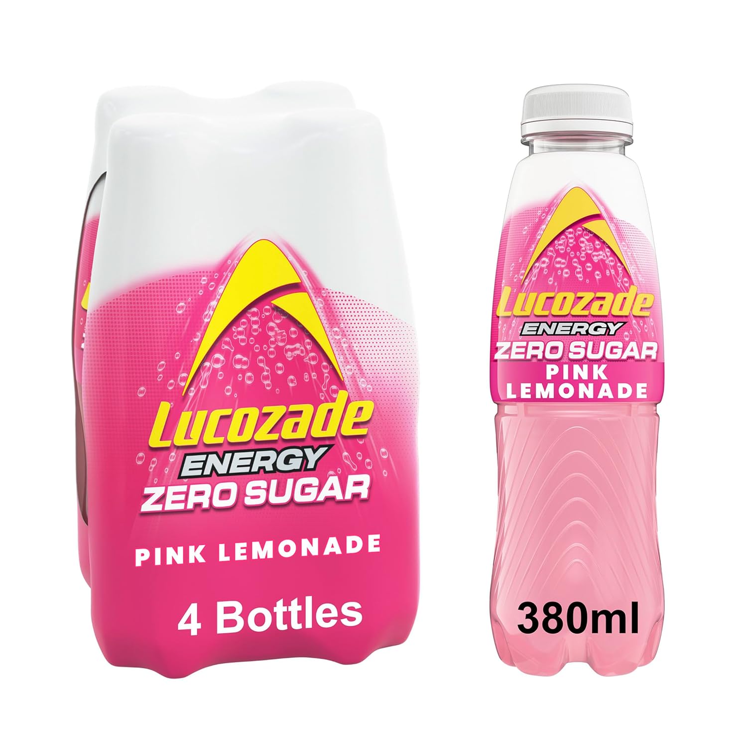Lucozade Energy Zero Sugar Pink Lemonade 4X380 ml