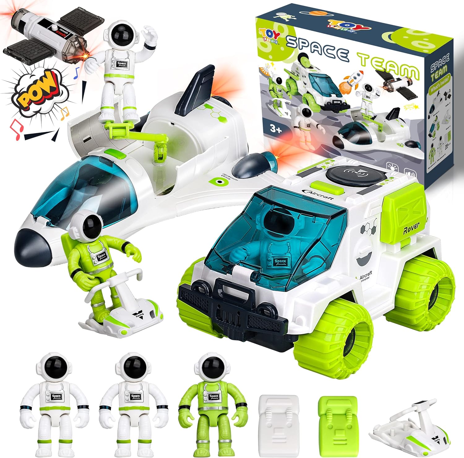 TOY Life Space Rocket Toys for Kids Shuttle Toy with Astronaut Figure and Rover for Boy 5-12 Kid Spaceship Planet Stem for Boys & Girls