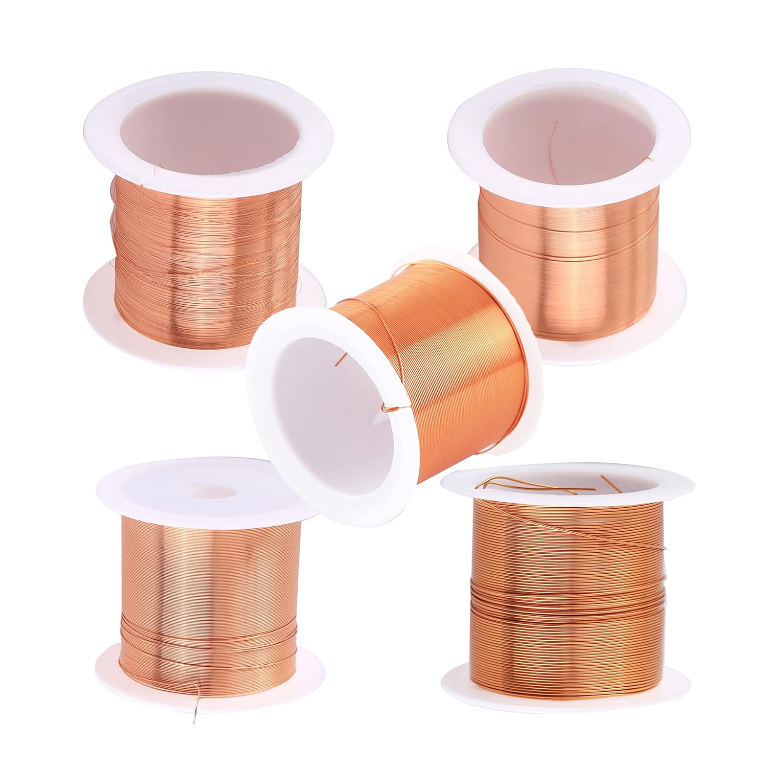 SKYPRO 5 Spool Coils Magnet Wire 0.1-0.5mm Enameled Copper Wire Enameled Magnet Winding Wire Natural Temperature Rating Widely Used for Transformers Inductors