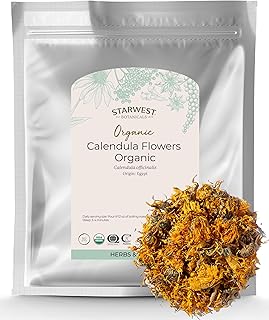 Starwest Botanicals Organic Calendula Flowers Whole, 1 Pound Bulk Resealable Bag Herbal Tea (Calendula Officinalis)