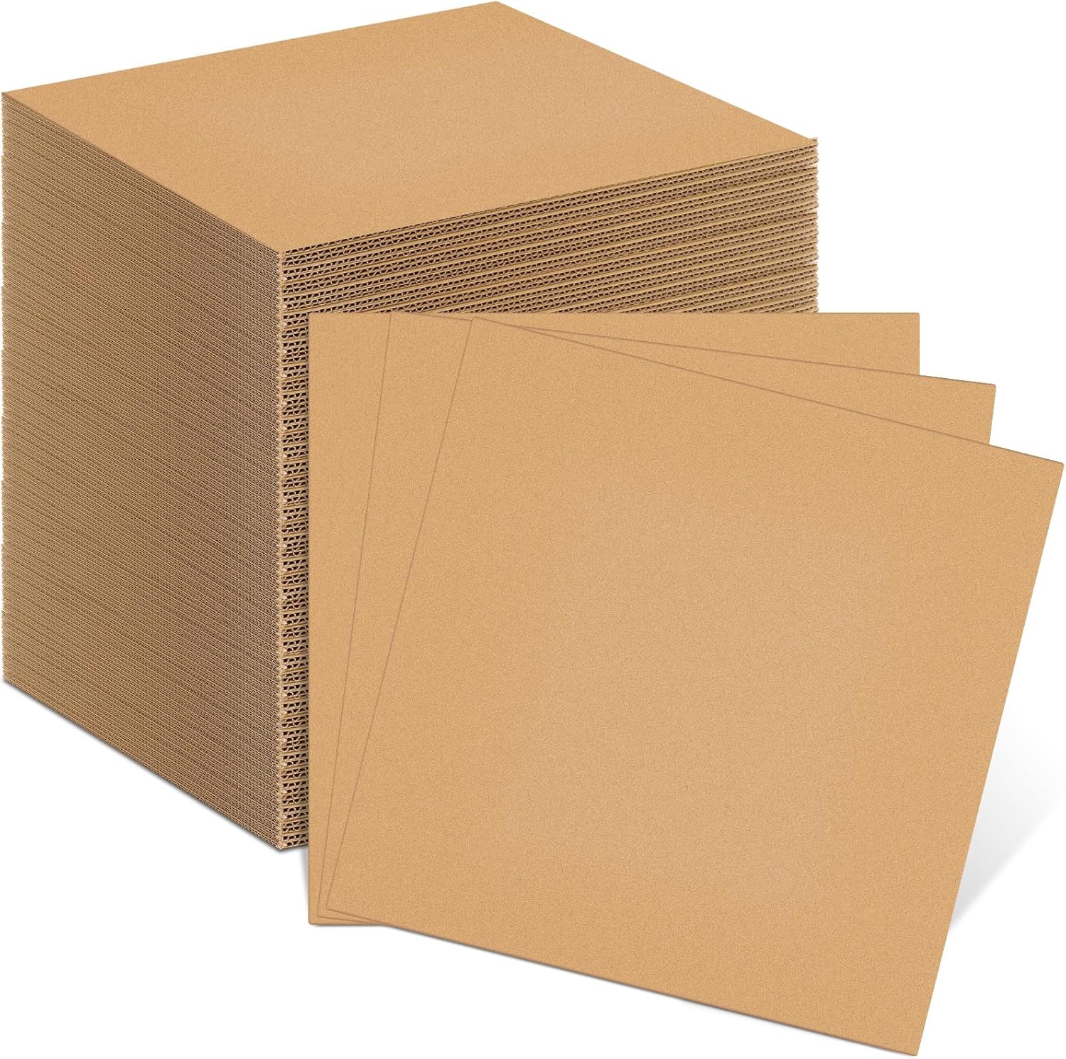 Henoyso 110 Pack 12 x 12 Inch Corrugated Cardboard Sheets Flat Cardboard Sheets Packaging Inserts Flat Square Inserts Squares Separators for Shipping Packing Mailing Crafts(Brown)