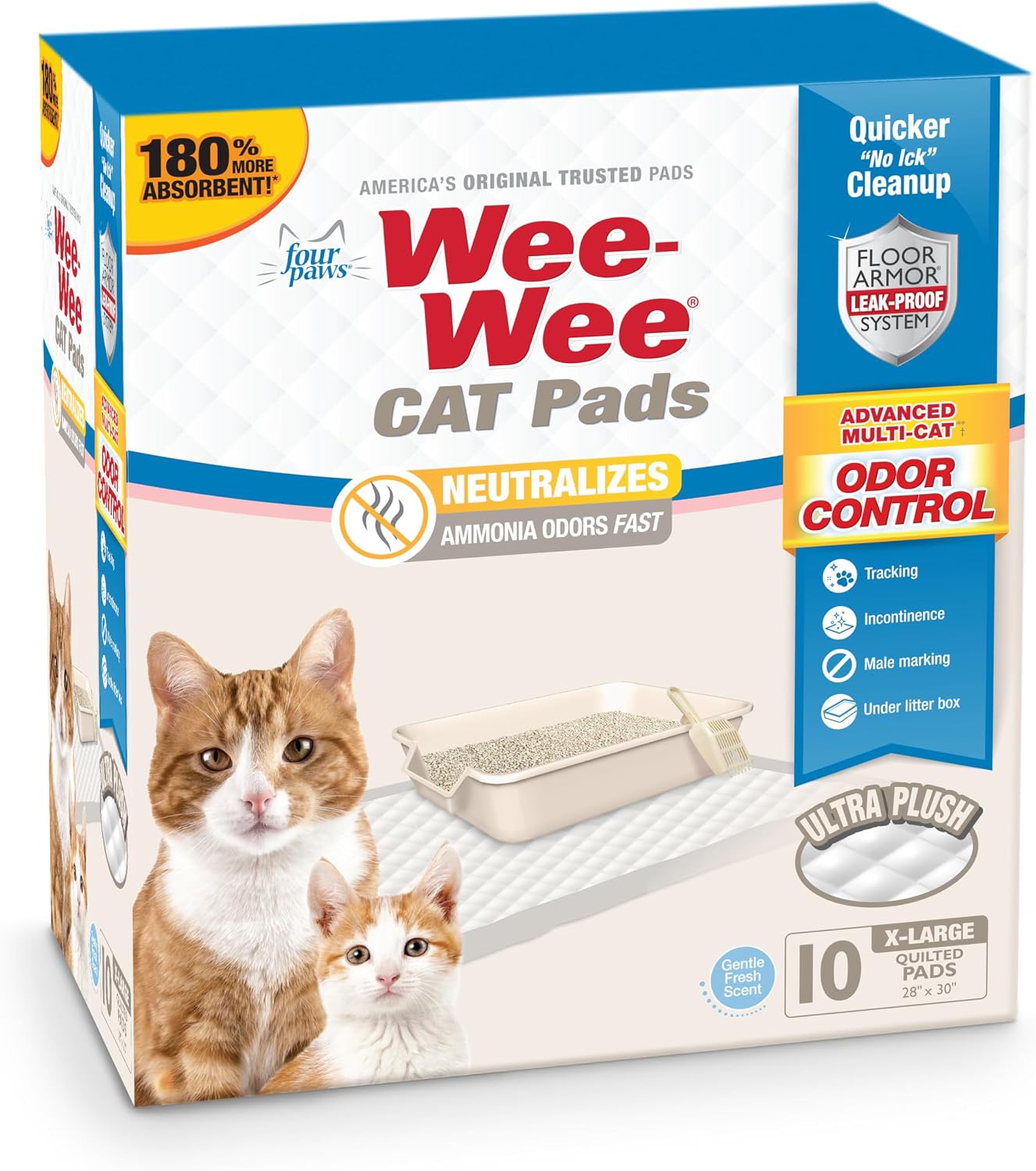 Four Paws Wee-Wee Cat Pads, Fresh Scent, 10 Count